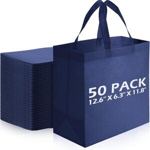 50 Pieces Reusable Totes Bag Bulk Shopping Bags Non Woven Grocery handbag with H